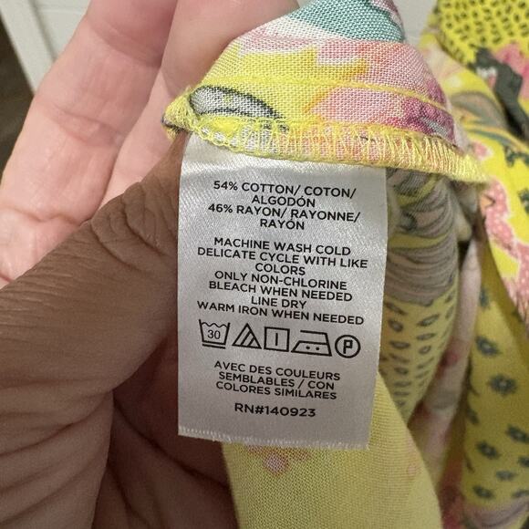 Ann Taylor LOFT | Midi Dress Sleeveless Floral Yellow Belted- Size 8 - Picture 8 of 9